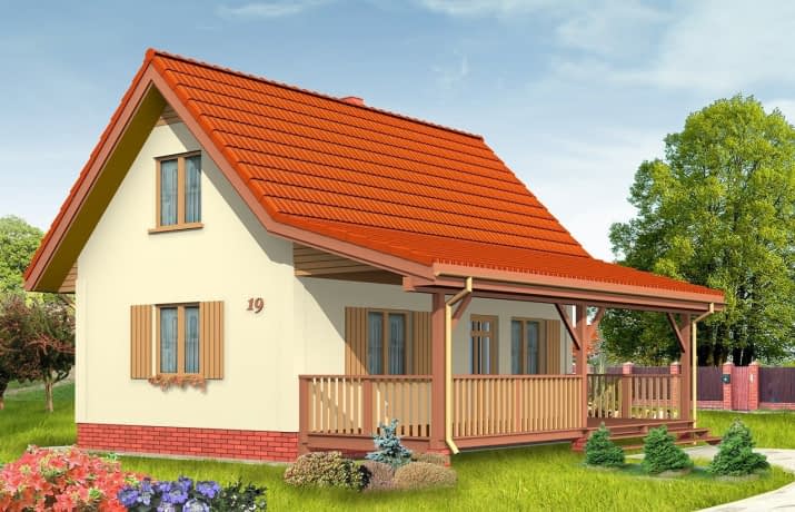 Projekt domu Sosenka 2 – wizualizacja od frontu