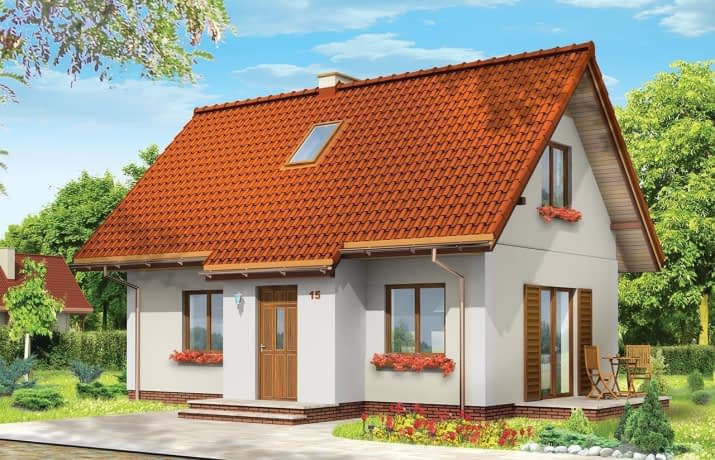 Projekt domu Sosenka 3 – wizualizacja od frontu