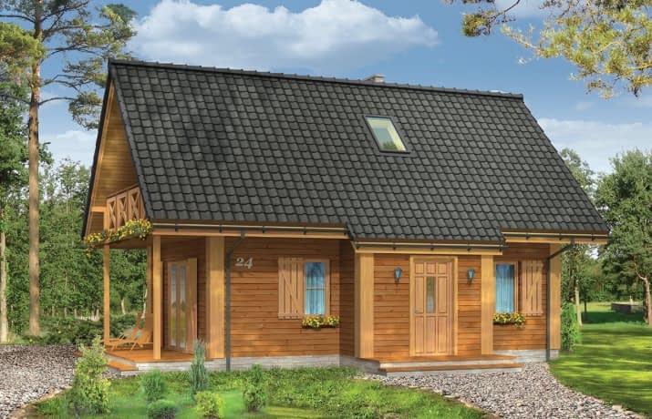 Projekt domu Sosenka 4 – wizualizacja od frontu