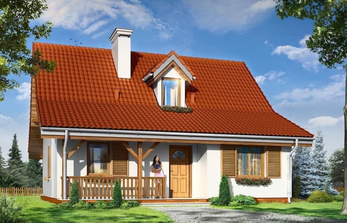 Projekt domu Sosenka 5 – wizualizacja od frontu