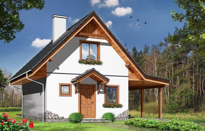 Projekt domu Szarejka – wizualizacja od frontu