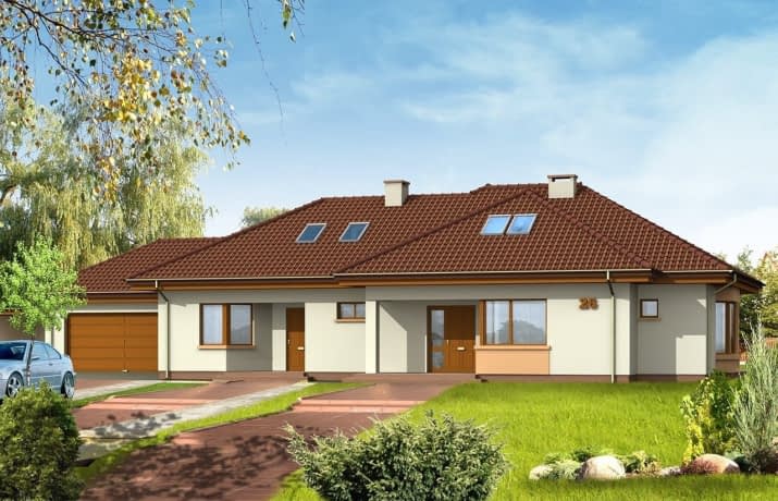 Projekt domu Trzypokoleniowy – wizualizacja od frontu