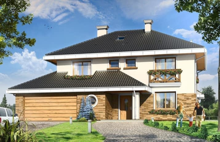 Projekt domu Tukan – wizualizacja od frontu