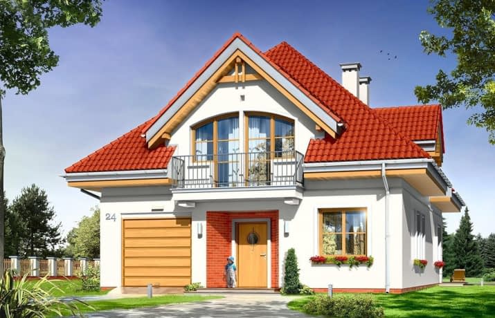 Projekt domu Weronika – wizualizacja od frontu