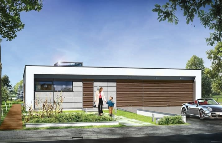 Projekt domu Willa Atrium – wizualizacja od frontu