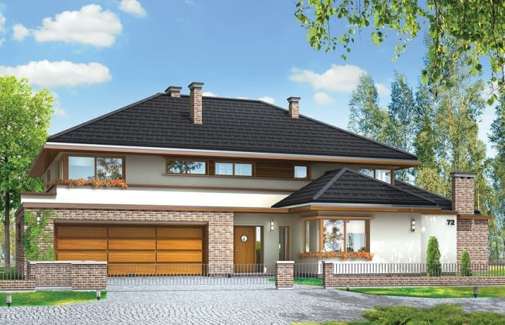 Projekt domu Willa z Basenem – wizualizacja od frontu