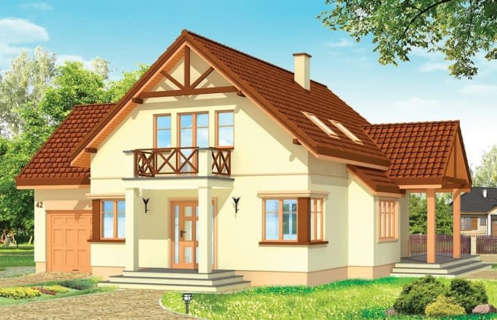 Projekt domu Wiosenny – wizualizacja od frontu