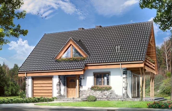 Projekt domu Wisełka – wizualizacja od frontu