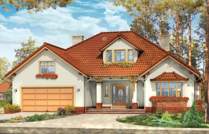 Projekt domu Zacisze 3 – wizualizacja od frontu