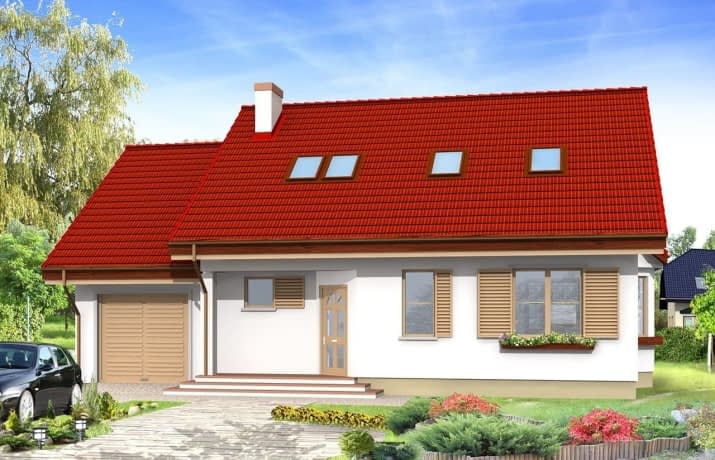 Projekt domu Zgrabny – wizualizacja od frontu