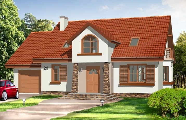 Projekt domu Zgrabny 3 – wizualizacja od frontu