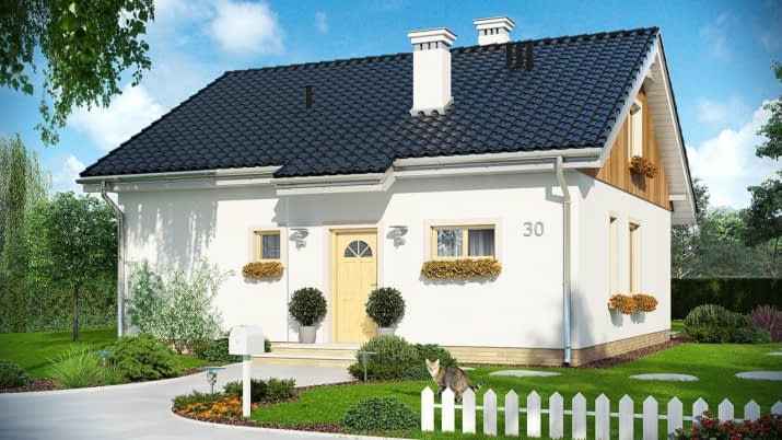 Projekt domu Zosia wariant B – wizualizacja od frontu