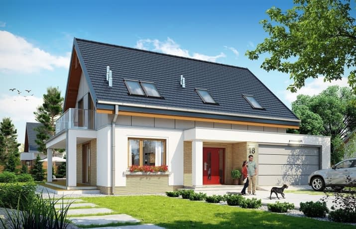 Projekt domu Albatros 2 – wizualizacja od frontu