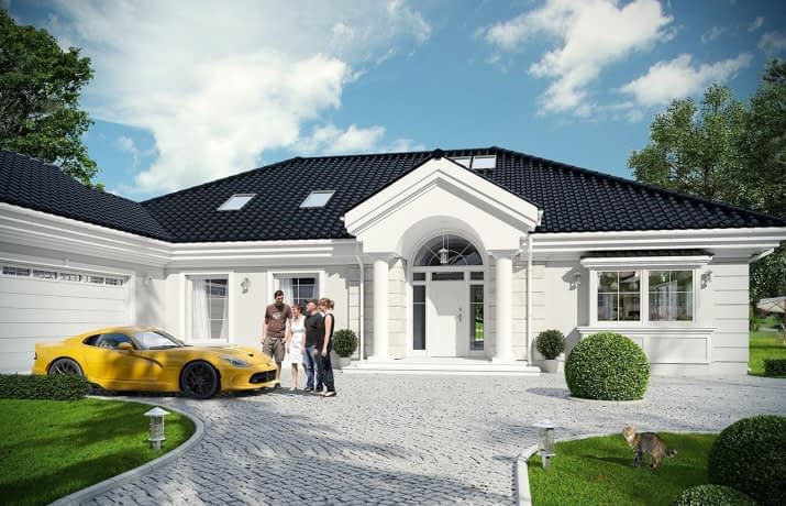 Projekt domu Rezydencja Parkowa 3  B – wizualizacja od frontu 1