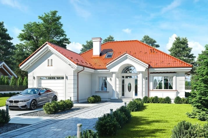 Projekt domu Dom na Parkowej 5 – wizualizacja od frontu 1