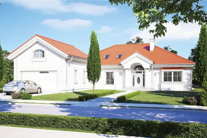 Projekt domu Rezydencja Parkowa 3 D – wizualizacja od frontu