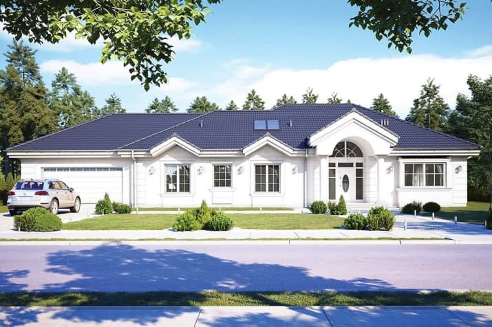 Projekt domu Willa Parkowa C – wizualizacja od frontu