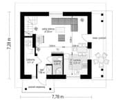 Projekt domu Milutki – wizualizacja 3D rzutu parteru