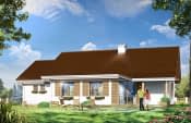 Projekt domu Niezapominajka z garażem – wizualizacja od strony ogrodu