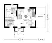 Projekt domu Okruszek – wizualizacja 3D rzutu parteru