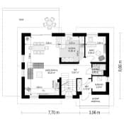 Projekt domu Oskar – wizualizacja 3D rzutu parteru