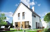 Projekt domu Oszczędny – wizualizacja od strony ogrodu