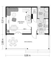 Projekt domu Przepiórka – wizualizacja 3D rzutu parteru