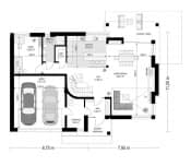 Projekt domu Riwiera 3 – wizualizacja 3D rzutu parteru