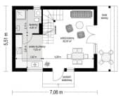 Projekt domu Sosenka Drewniana – wizualizacja 3D rzutu parteru