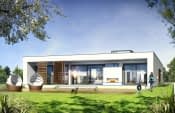 Projekt domu Willa Atrium – wizualizacja od strony ogrodu
