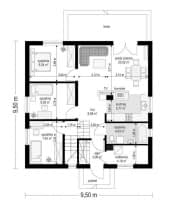 Projekt domu Zosia 3 – wizualizacja 3D rzutu parteru