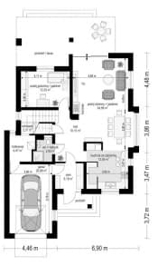 Projekt domu Zuzia – wizualizacja 3D rzutu parteru