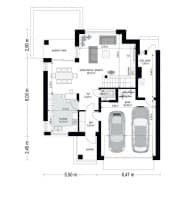 Projekt domu Szmaragd 6 – wizualizacja 3D rzutu parteru