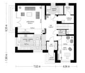 Projekt domu Tytan 2 B – wizualizacja 3D rzutu parteru