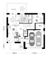 Projekt domu Tytan 3 – wizualizacja 3D rzutu parteru