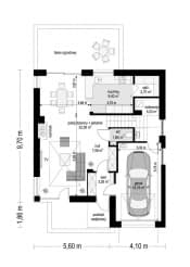 Projekt domu Tytan wariant B – wizualizacja 3D rzutu parteru