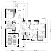 Projekt domu Parterowy 2 – wizualizacja 3D rzutu parteru