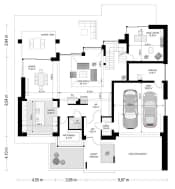 Projekt domu Willa Floryda 2 – wizualizacja 3D rzutu parteru