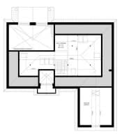 Projekt domu Rezydencja Parkowa 3 C – wizualizacja 3D rzutu strychu (odbicie lustrzane)