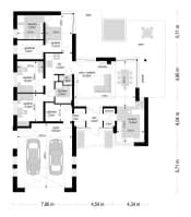 Projekt domu Jedyny B – wizualizacja 3D rzutu parteru