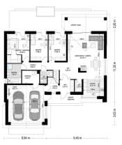 Projekt domu Parterowy 4 – wizualizacja 3D rzutu parteru