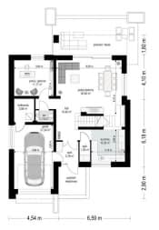 Projekt domu Oszust 2 – wizualizacja 3D rzutu parteru