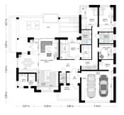 Projekt domu Willa Parterowa – wizualizacja 3D rzutu parteru