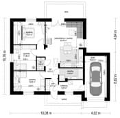 Projekt domu Zosia 8 – wizualizacja 3D rzutu parteru