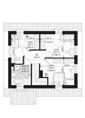 Projekt domu Poziomka – wizualizacja 3D rzutu poddasza