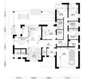Projekt domu Willa Parterowa wariant B – wizualizacja 3D rzutu parteru