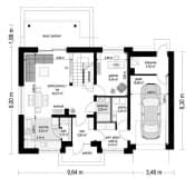 Projekt domu Narcyz – wizualizacja 3D rzutu parteru
