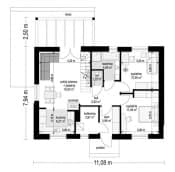 Projekt domu Kasia 6 – wizualizacja 3D rzutu parteru