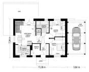 Projekt domu Kasia 2 – wizualizacja 3D rzutu parteru