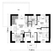 Projekt domu Kasia 5 – wizualizacja 3D rzutu parteru